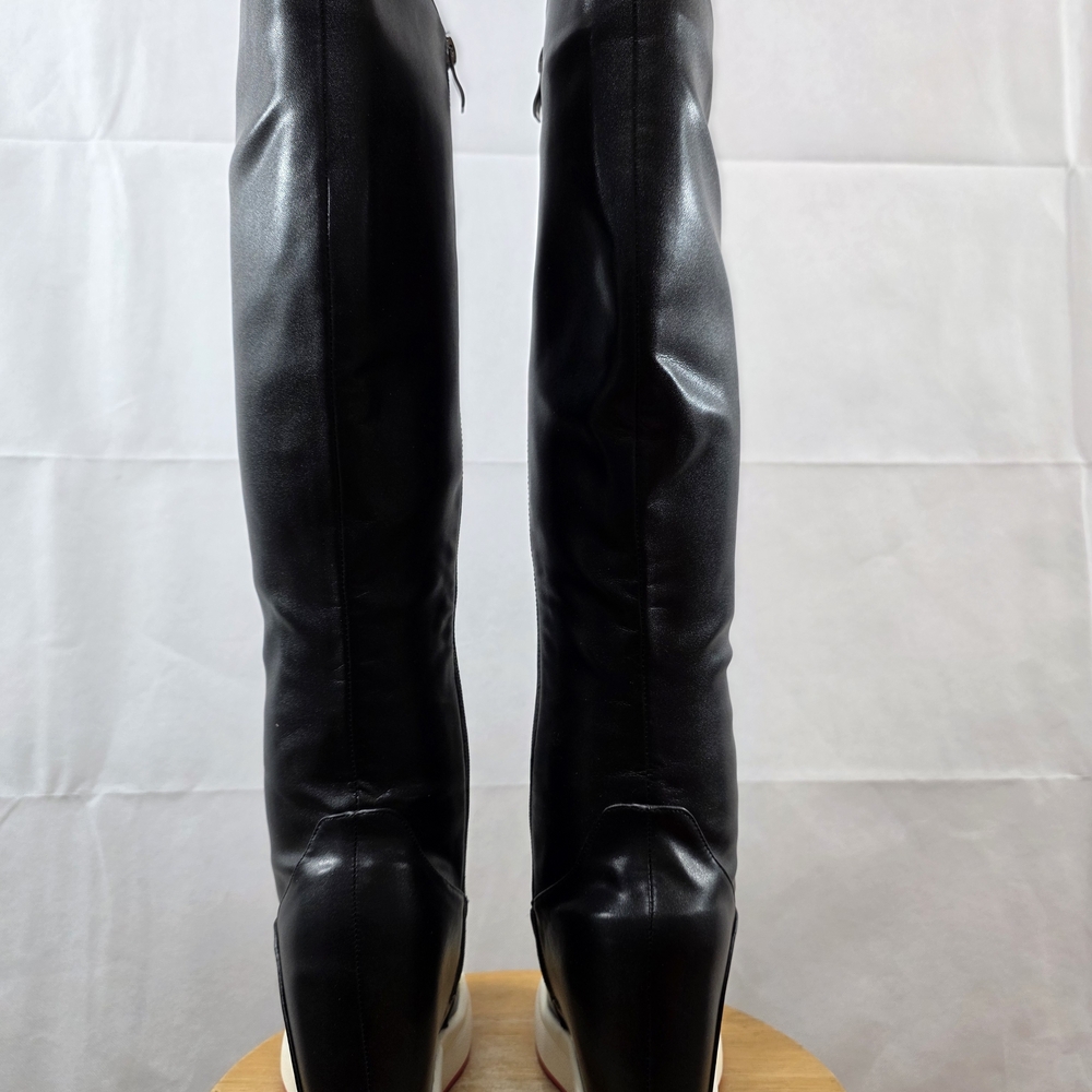 Black Lace-Up Knee-High Boots - Picture 6 of 12